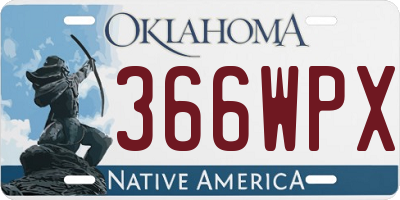 OK license plate 366WPX