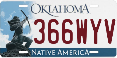 OK license plate 366WYV