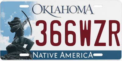 OK license plate 366WZR