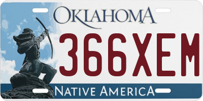 OK license plate 366XEM