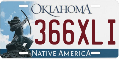 OK license plate 366XLI