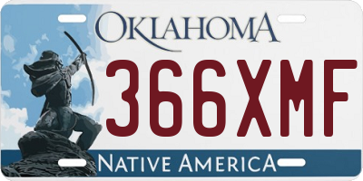 OK license plate 366XMF