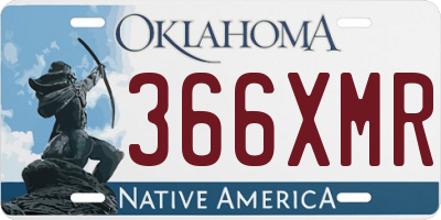OK license plate 366XMR