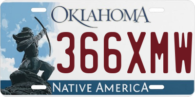OK license plate 366XMW