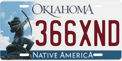OK license plate 366XND