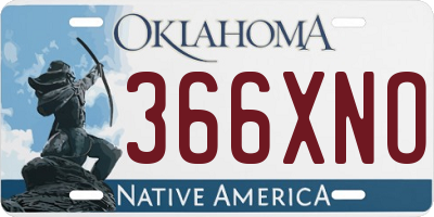 OK license plate 366XNO
