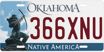 OK license plate 366XNU