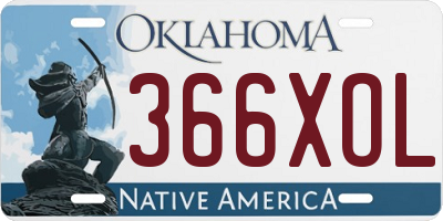 OK license plate 366XOL
