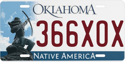 OK license plate 366XOX