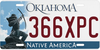 OK license plate 366XPC
