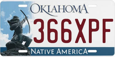 OK license plate 366XPF