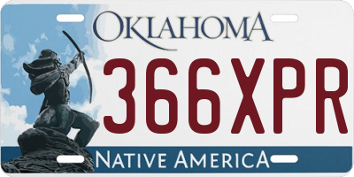 OK license plate 366XPR