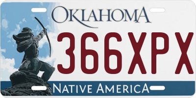 OK license plate 366XPX