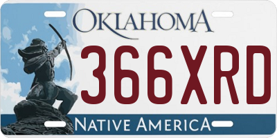 OK license plate 366XRD