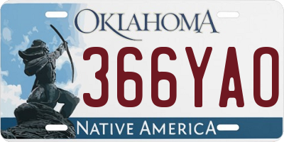 OK license plate 366YAO
