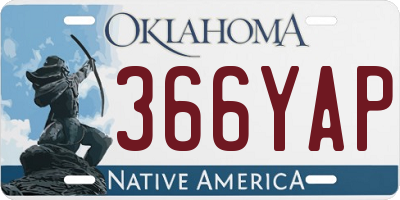 OK license plate 366YAP