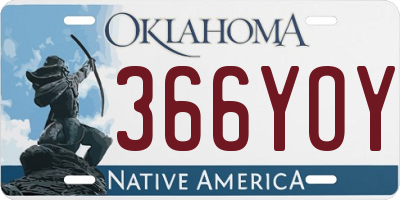 OK license plate 366YOY