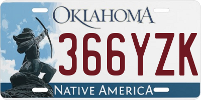 OK license plate 366YZK