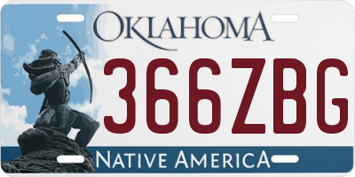 OK license plate 366ZBG