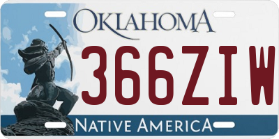 OK license plate 366ZIW