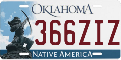 OK license plate 366ZIZ
