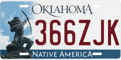 OK license plate 366ZJK