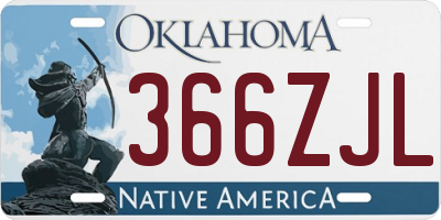 OK license plate 366ZJL