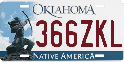 OK license plate 366ZKL