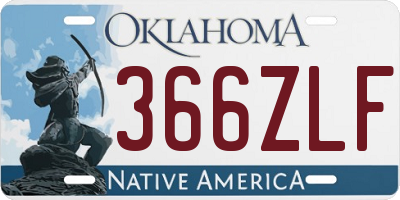 OK license plate 366ZLF