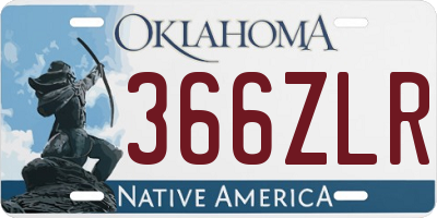 OK license plate 366ZLR