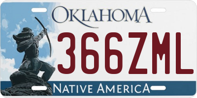 OK license plate 366ZML