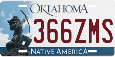 OK license plate 366ZMS