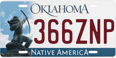 OK license plate 366ZNP