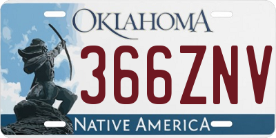 OK license plate 366ZNV