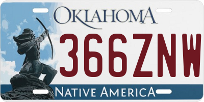 OK license plate 366ZNW