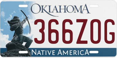 OK license plate 366ZOG