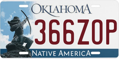 OK license plate 366ZOP