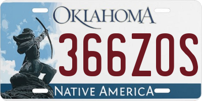 OK license plate 366ZOS