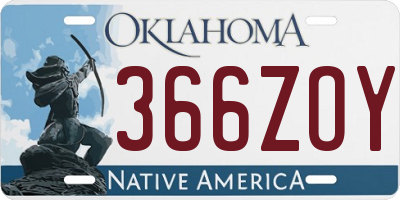OK license plate 366ZOY