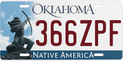 OK license plate 366ZPF