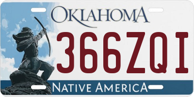 OK license plate 366ZQI