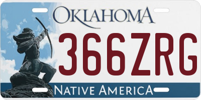 OK license plate 366ZRG