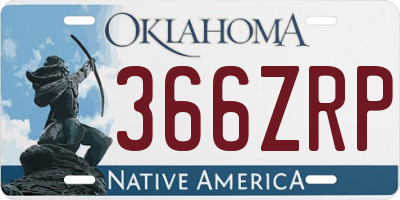 OK license plate 366ZRP