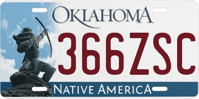 OK license plate 366ZSC