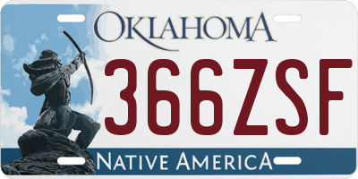 OK license plate 366ZSF