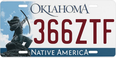 OK license plate 366ZTF