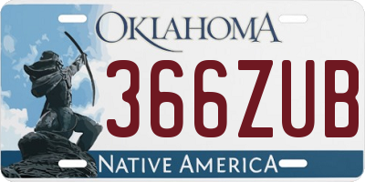 OK license plate 366ZUB