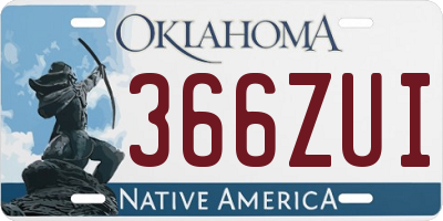 OK license plate 366ZUI