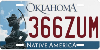 OK license plate 366ZUM