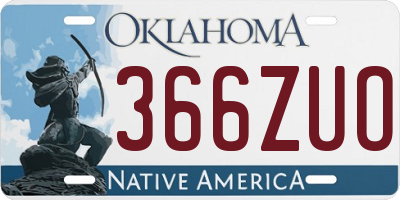 OK license plate 366ZUO